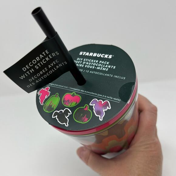 NWT Starbucks Fall 2023 Glow in the Dark Halloween Drippy Sticker Grande Tumbler - Picture 2 of 5